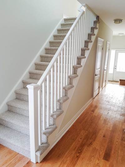 painted, staircase,white,carpeted